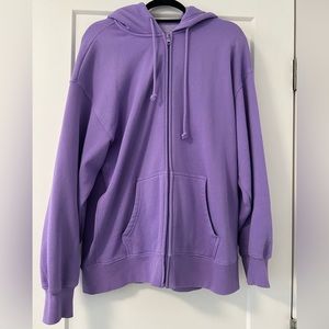 Aritzia Cozy Fleece Boyfriend Zip Hoodie in bright purple!